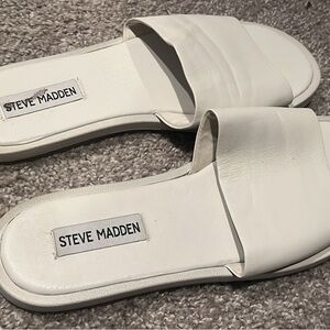 Steve Madden Cream Leather Slides